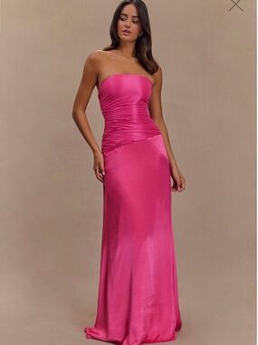 Meshki Strapless Pink Satin Dress
